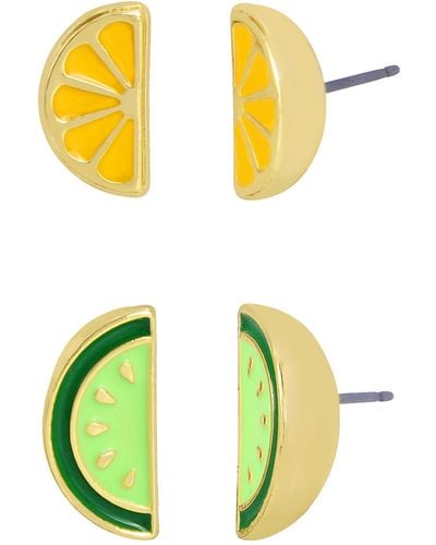 Betsey Johnson Citrus Slice Duo Stud Earrings - Yellow