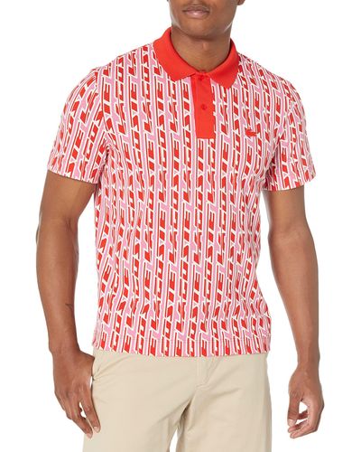 Lacoste Contemporary Collection's Short Sleeve Regular Fit Graphic Print Polo Shirt - Red