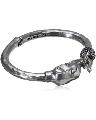 Lucky Brand Silver Elephant Cuff Bracelet - Metallic