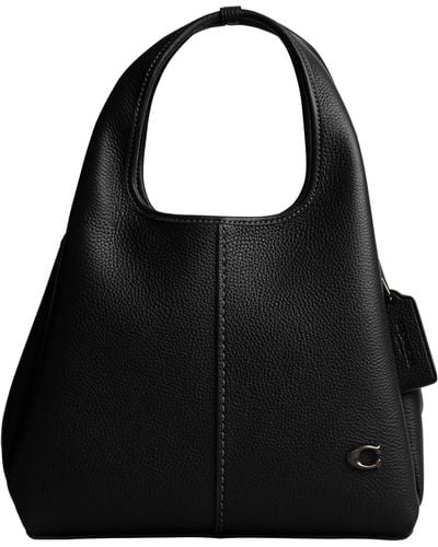 COACH Polished Pebble Leather Lana Shoulder Bag 23 Black One Size