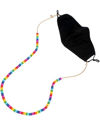 Betsey Johnson Rainbow Beaded Mask Chain - Black