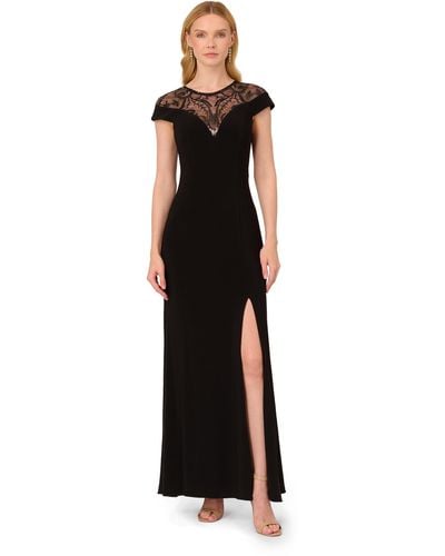 Adrianna Papell Beaded Jersey Gown - Black