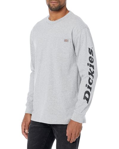 Dickies Big & Tall Long Sleeve Wordmark Graphic T-shirt - Gray