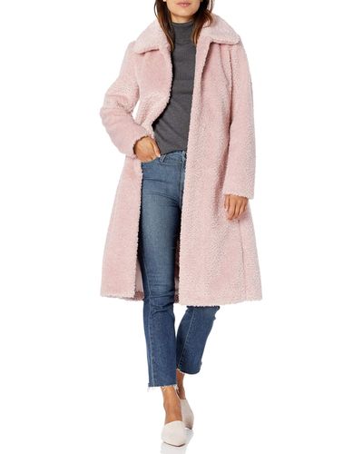 Vince Camuto Chic And Warm Faux Belted Long Coat - Pink