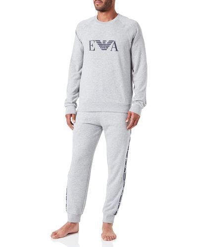 Emporio Armani Iconic Terry Sweater And Trouser Set - Gray