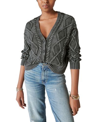 Lucky Brand Women's Cable Stitch Cardigan, Caper Green Aw, X-Small :  : Sports & Outdoors