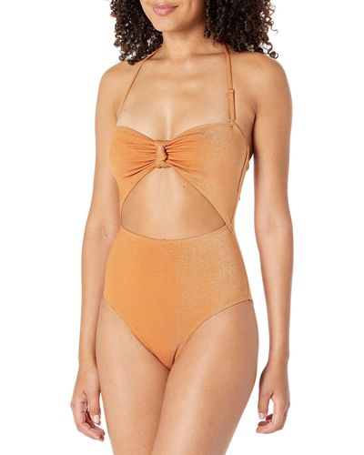 BCBGeneration Standard One Piece Swimsuit Knot Front Cut Out Tummy Control Quick Dry Bathing Suit - Multicolor