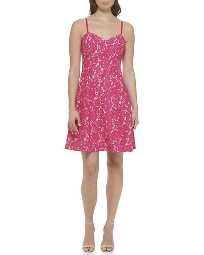 Guess Lace Tank Skater Dress - Pink