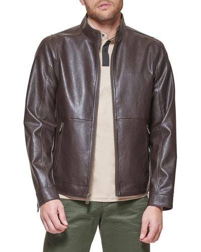 Dockers The Dylan Faux Leather Racer Jacket - Brown