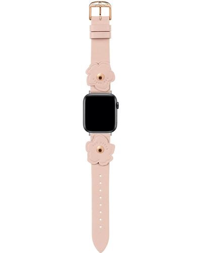 Ted Baker Pink Vegan Leather Strap Magnolias For Apple Watch® - Black