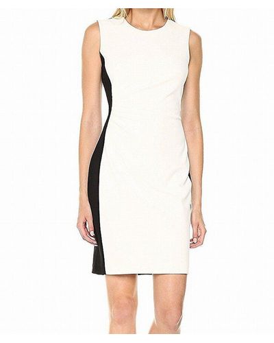 Tommy Hilfiger Scuba Crepe Dress With Side Gathering - White