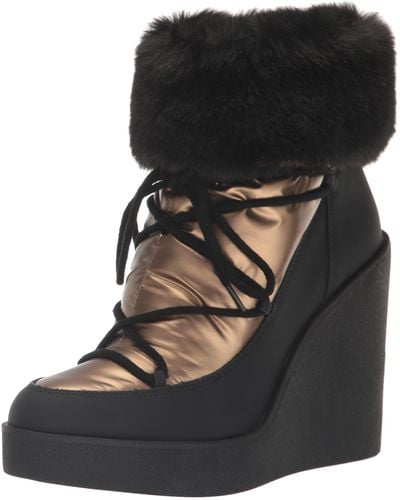 Jessica Simpson Myina Wedge Fur Bootie Ankle Boot - Black