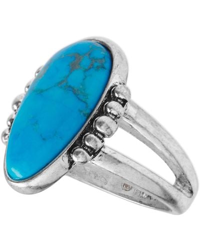 Lucky Brand Turquoise Statement Ring,silver,size 7 - Blue