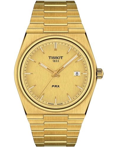 Tissot S Prx 316l Stainless Steel Case With Yellow Gold Pvd Coating Quartz Watch - Metallic