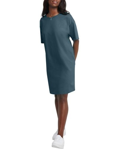 Hanes Essentials Cotton T Dress - Blue