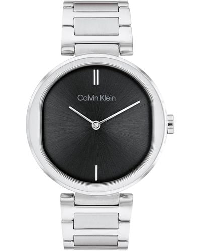 Calvin Klein Reloj Analógico de Cuarzo para mujer con Correa en Acero Inoxidable plateada - 25200249 - Negro