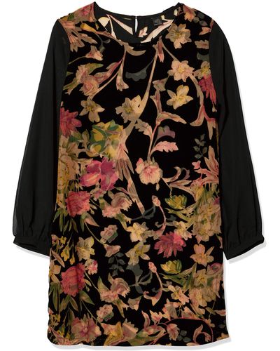 Only Hearts Tapestry Devore Shift Dress With Liner - Black