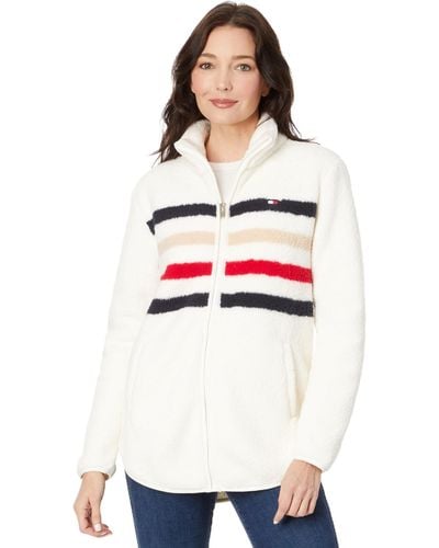 Tommy Hilfiger Stripe Sherpa Jacket - White