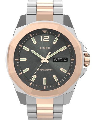 Timex Essex Avenue Day-date 44mm Tw2v43100vq Quartz Watch - Metallic