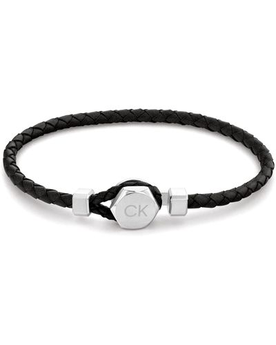 Calvin Klein Jewelry Leather Bracelet Color: Black