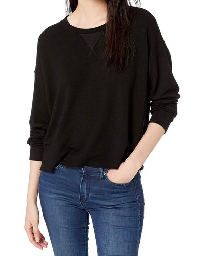 Splendid Long Sleeve Crewneck Pullover Sweater - Black