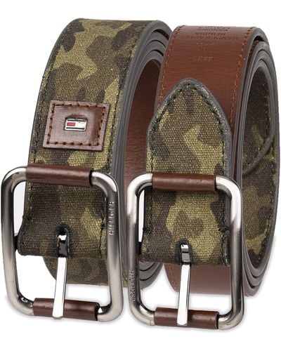 Tommy Hilfiger Reversible Camo Style Casual Belt - Green