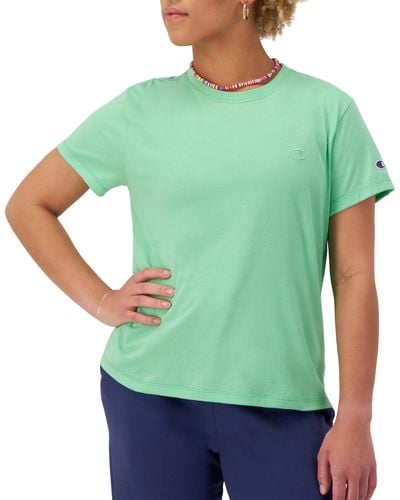 Champion , Classic Tee, Extra Soft, Comfortable, Best T-shirt For , Happy Spring Green C Logo, Medium