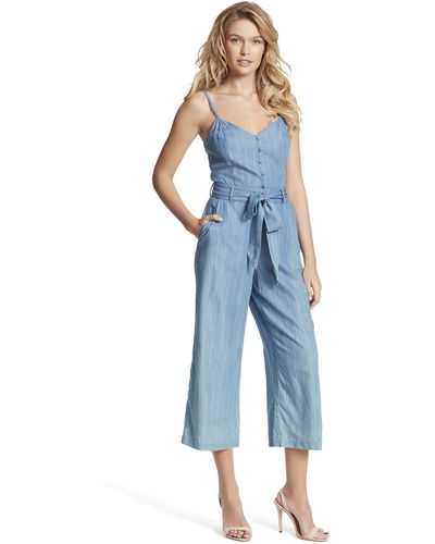 Jessica Simpson Lola Sweetheart Neck Belted Jumpsuit - Blue