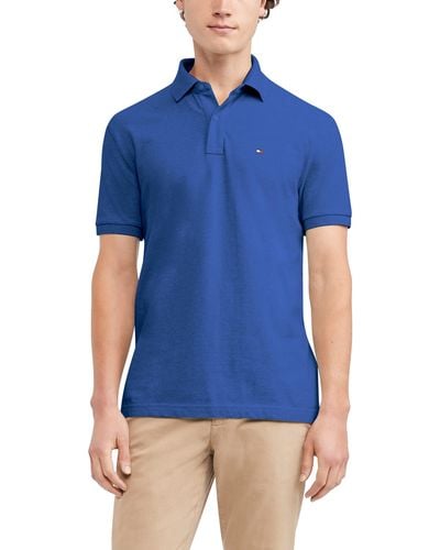 Tommy Hilfiger Mens Short Sleeve In Regular Fit Polo Shirt - Blue