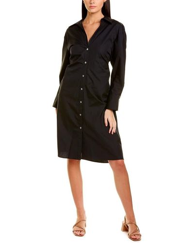 Vince S Long Sleeve Soft Fitted Shirt Casual Dress - Black