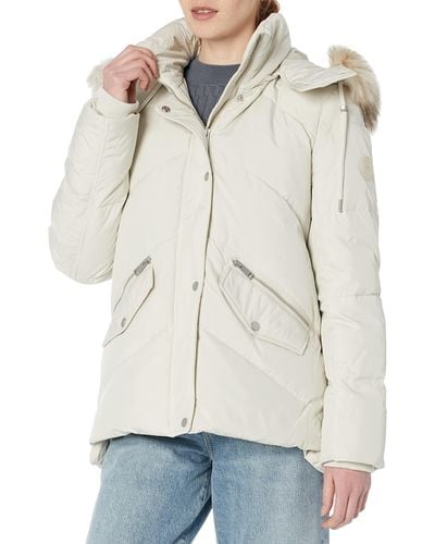 Andrew Marc Marc New York By Luxurious Dtm Faux Fur Trimmed Hood Puffer Coat - Natural