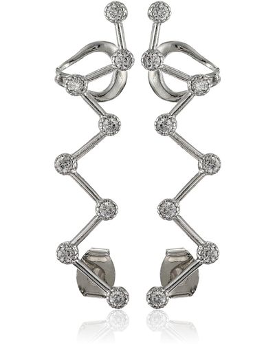 Noir Jewelry Zig-zag Rhodium Ear Cuffs - Metallic