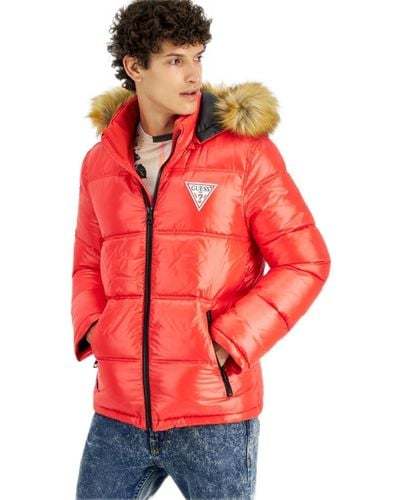 Guess Warm Rain Resistant Puffer - Red