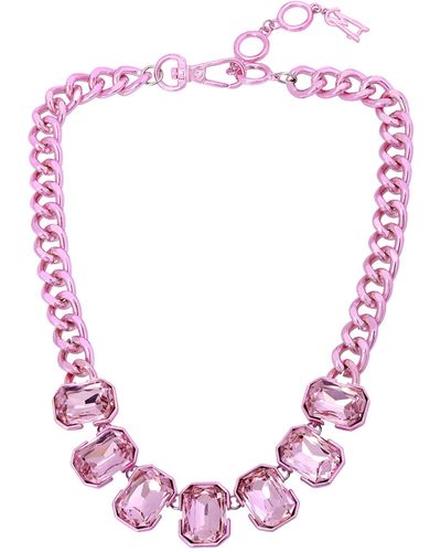 Steve Madden Stone Gem Necklace - Pink