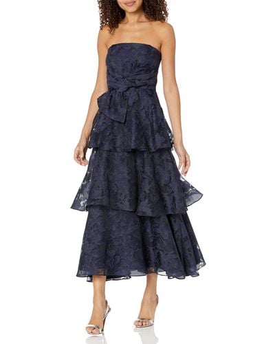 Shoshanna Joya Strapless Tiered Gown - Blue