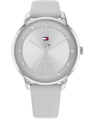 Tommy Hilfiger 1782542 Stainless Steel Case And Leather Strap Watch Color: Gray