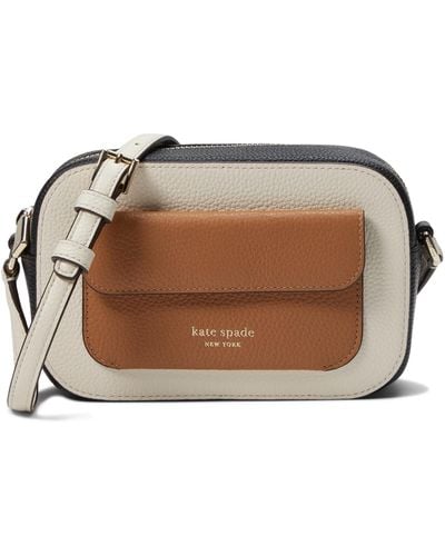Kate Spade Ava Colorblocked Pebbled Leather Crossbody - Brown
