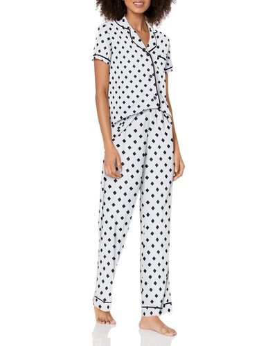 Cosabella Bella Printed Short Sleeve Top & Boxer Pajama Set - White