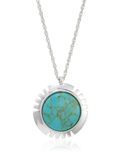 Lucky Brand Turquoise Coin Pendant Necklace - Green