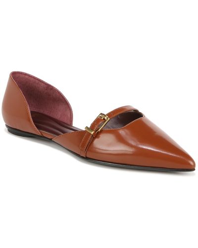 Franco Sarto Sarto S Holly Pointed Toe D'orsay Ballet Flat Tobacco Brown Leather 7.5 M