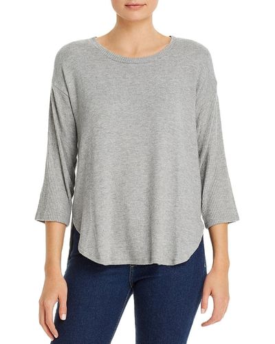Three Dots Brushed Pullover Sweater - Gray