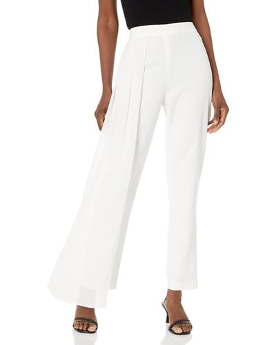 BCBGMAXAZRIA High Waisted Tapered Leg Pant With Sheer Fabric Detail - White