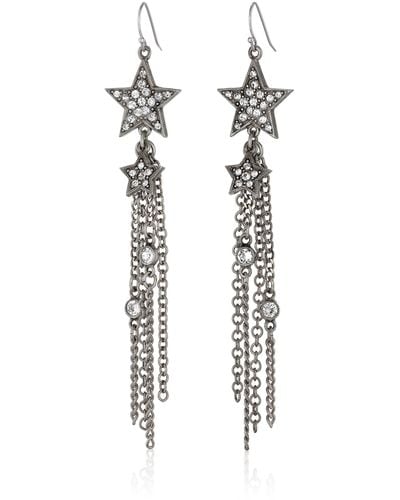 Ben-Amun Silver-tone Crystal Star Dangle Earrings - Black