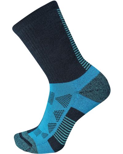 Merrell Men's And -women's Moab Speed Lightweight Hiking Crew Socks-1 Pair- Sustainable Coolmax Ecomade - Blue
