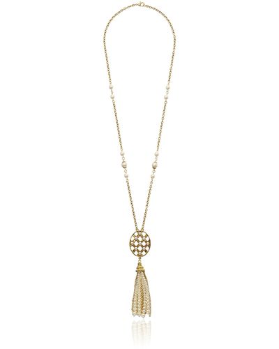 Ben-Amun Latice Faux-pearl Pendant Necklace - Black