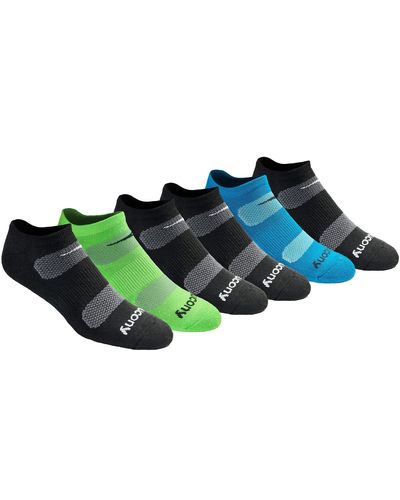 Saucony Multi-pack Mesh Ventilating Comfort Fit Performance No-show Socks - Blue