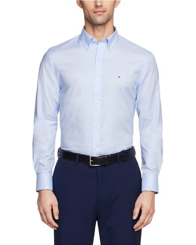 Tommy Hilfiger Dress Shirt Slim Fit Stretch Oxford - Blue
