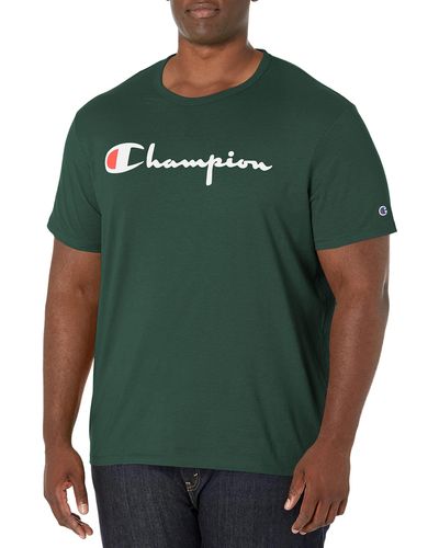 Champion T, 100% Cotton Shirt For , Lightweight Tee, Multiple Graphics, Dark Green 014-y08254, Small