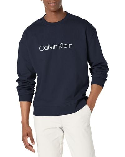 Calvin Klein Relaxed Fit Standard Logo Crewneck Sweatshirt - Blue