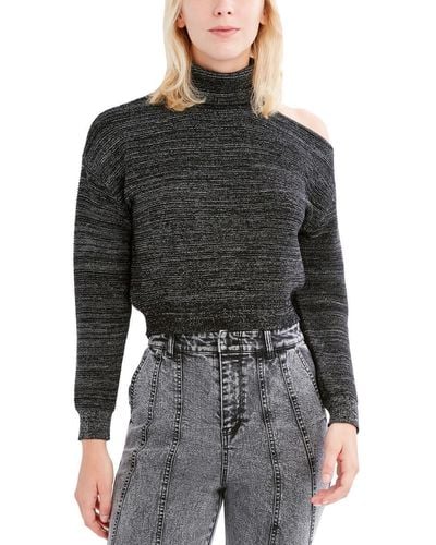 BCBGeneration Womens Long Sleeve Turtleneck With Cutout Pullover Sweater - Black